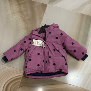 Zara Pinkish Purple Polka Dot Hooded Raincoat